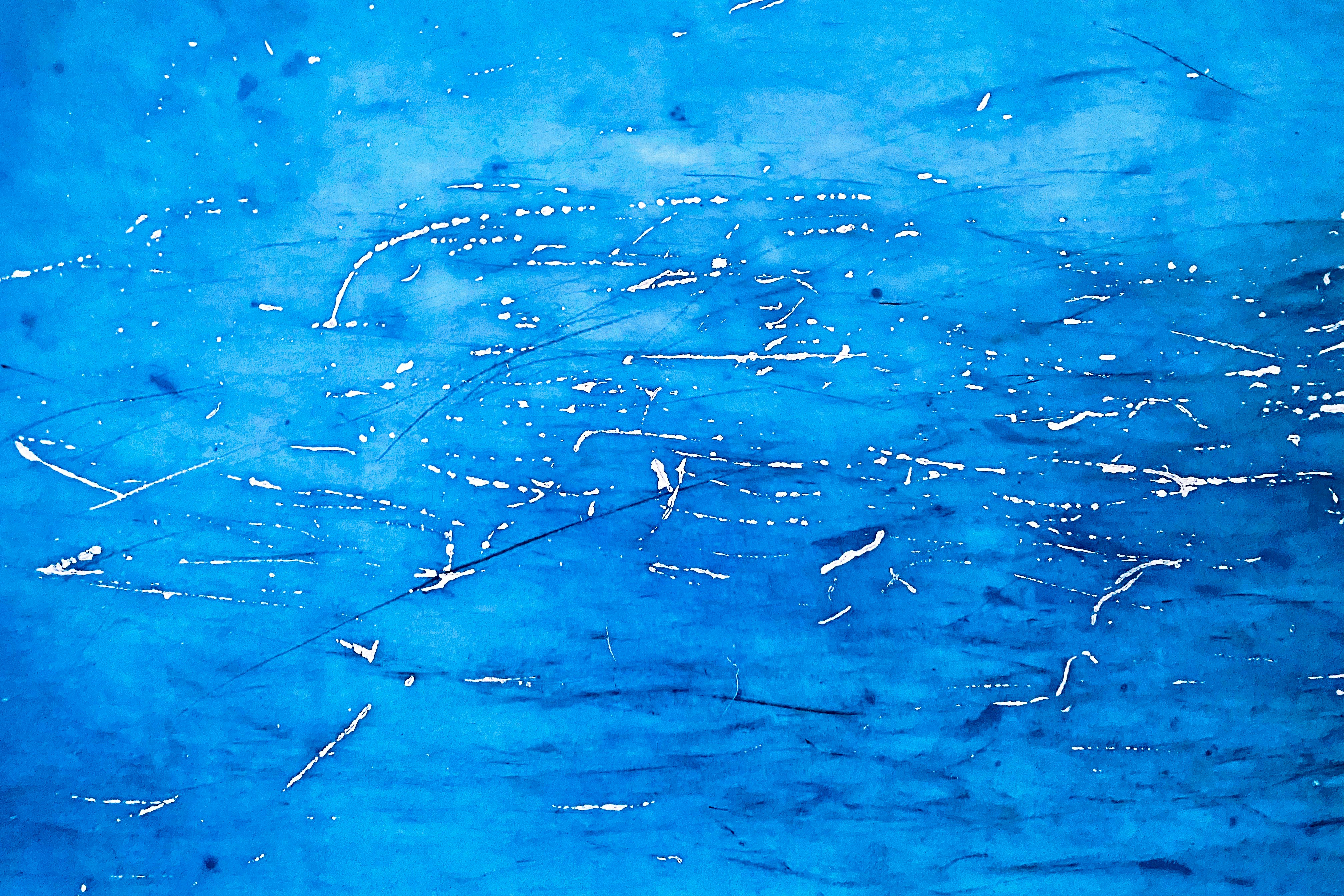 white and blue abstract painting